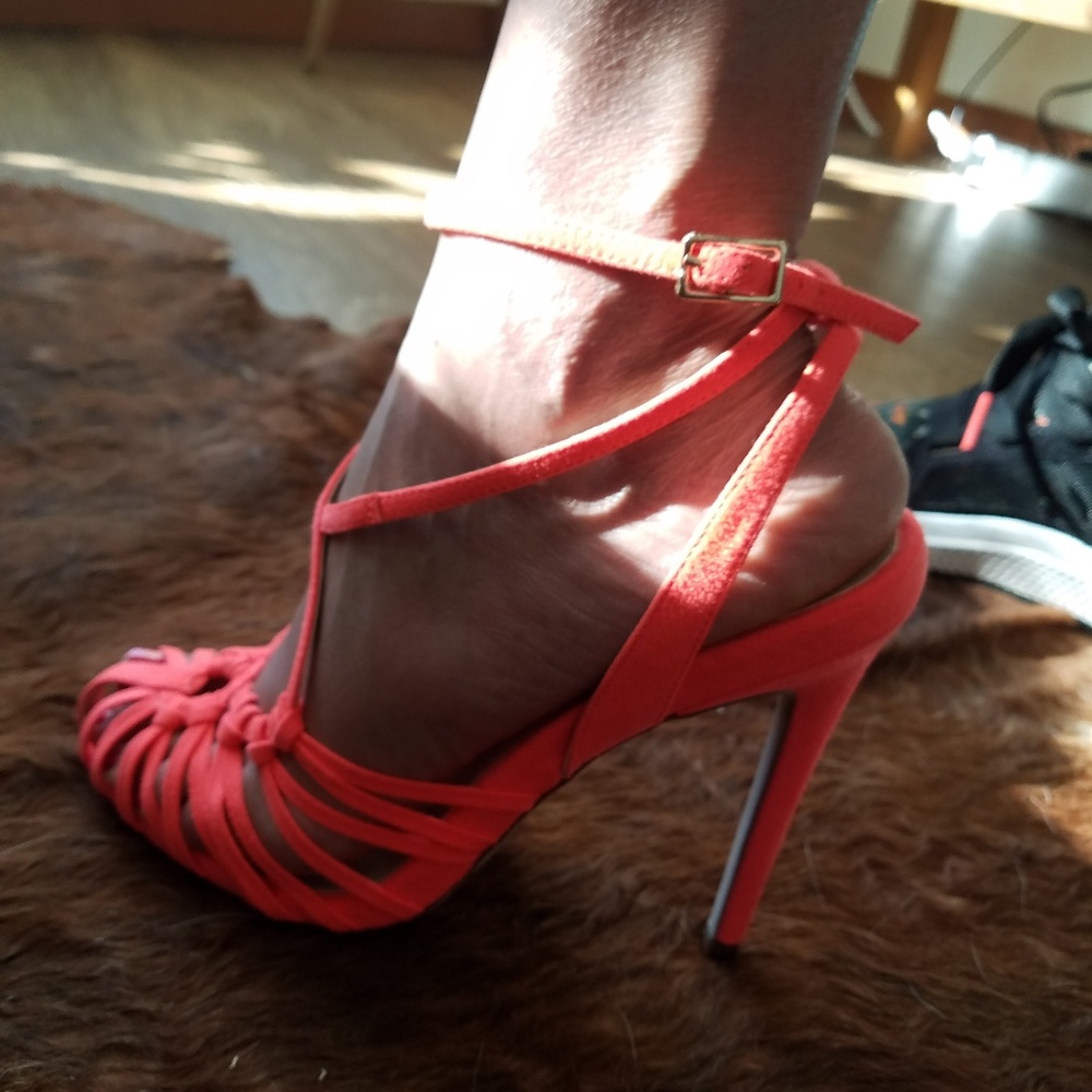 Neon orange stilletos